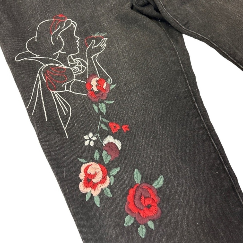 Gap Kids Disney‎ Snow White Skinny Jeans Black Embroidered Size 16 Girls Dwarfs